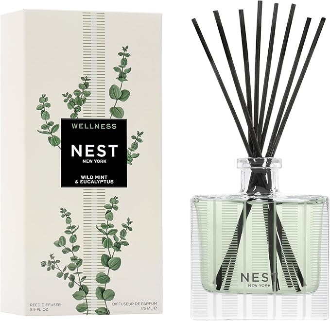 Reed Diffuser, Wild Mint & Eucalyptus - 5.9 fl oz - Fragrance for Up to 90 Days - Reusable, Refillable Glass Holder, product