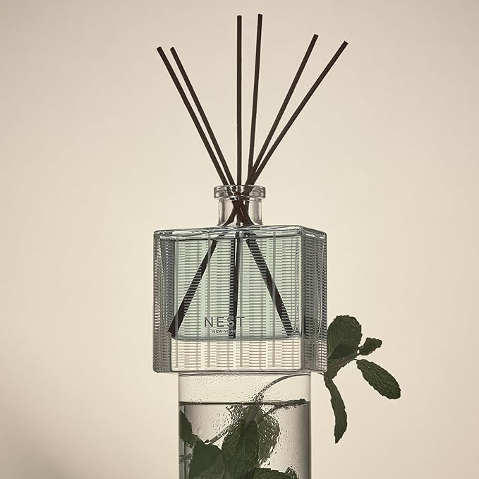 Reed Diffuser, Wild Mint & Eucalyptus - 5.9 fl oz - Fragrance for Up to 90 Days - Reusable, Refillable Glass Holder