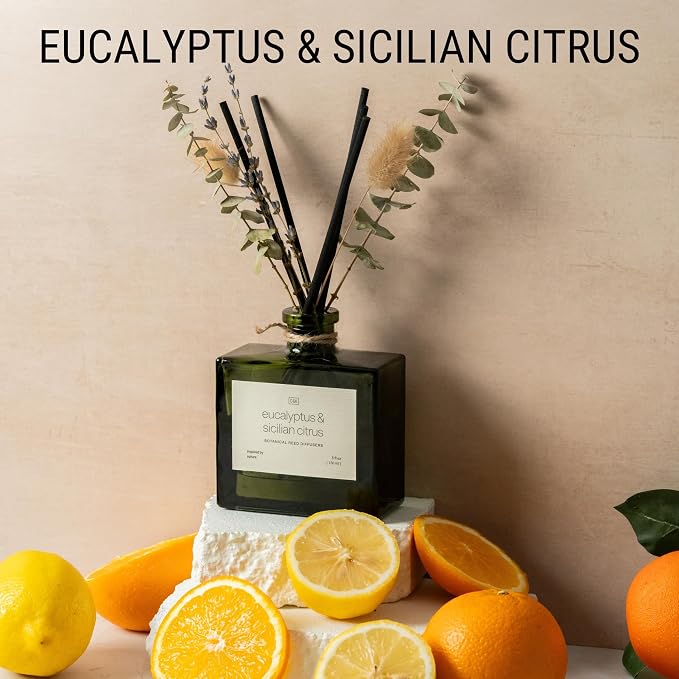 Reed Diffuser with Dried Flowers | 5 oz Sicilian Citrus & Eucalyptus Scented Fall Reed Diffusers for Home, alternate product
