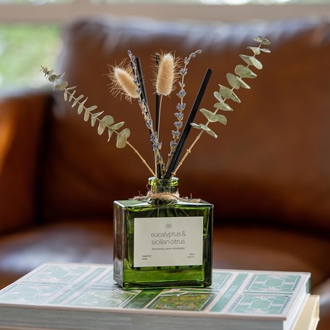 Reed Diffuser with Dried Flowers | 5 oz Sicilian Citrus & Eucalyptus Scented Fall Reed Diffusers for Home, alternate product