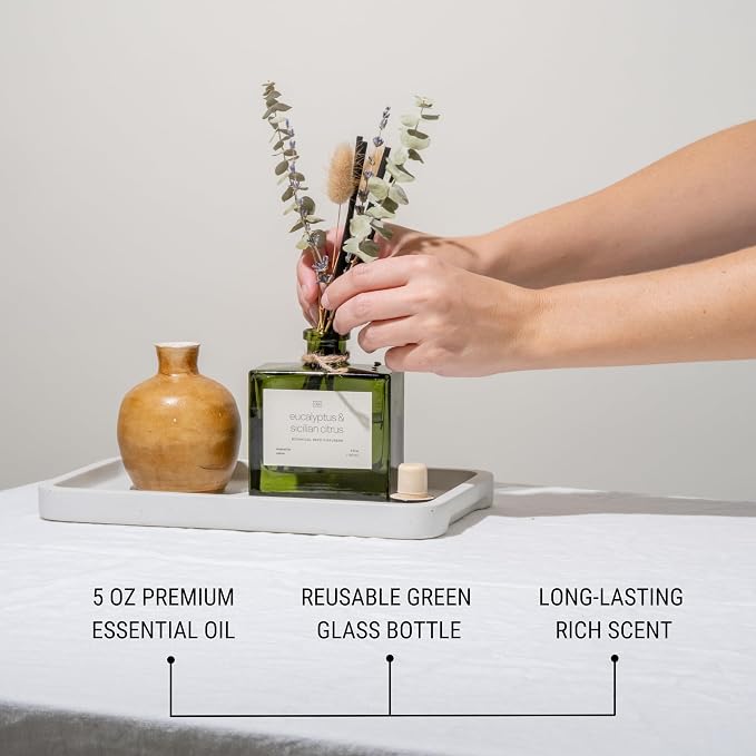 Reed Diffuser with Dried Flowers | 5 oz Sicilian Citrus & Eucalyptus Scented Fall Reed Diffusers for Home, alternate product