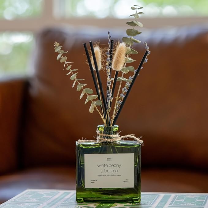 Reed Diffuser with Dried Flowers | 5 oz White Peony & Tuberose Scented Holiday Reed Diffusers for Home, alternate product