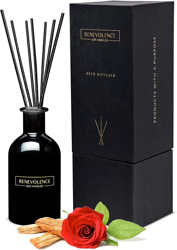Reed Diffusers for Home, Rose & Sandalwood Relaxing Fragrance | Aromatherapy Reed Diffuser Sticks with Gift Box, product