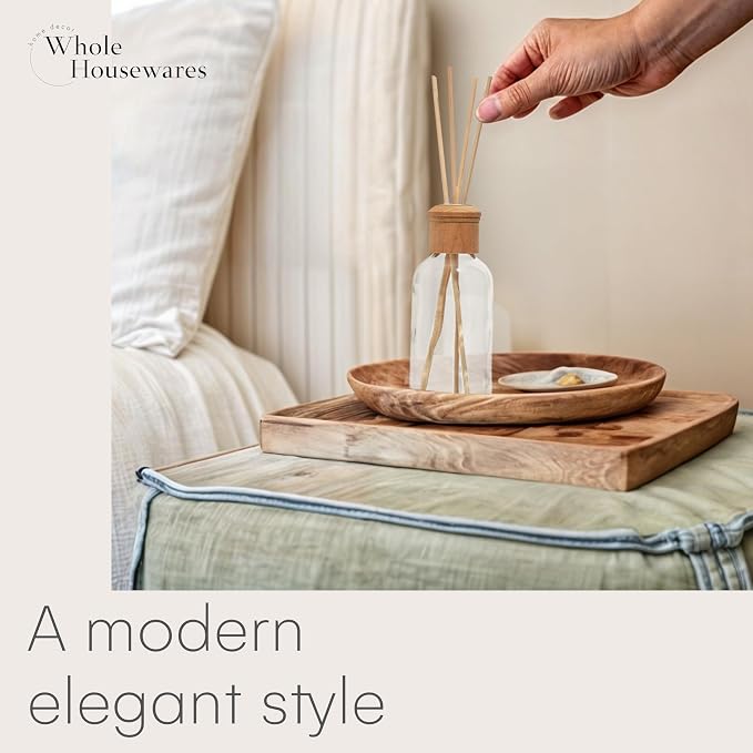 Reed Diffusers for Home - Transparent Glass with Wooden Top - Elegant Empty Design - Ideal Bathroom Diffuser, alternate