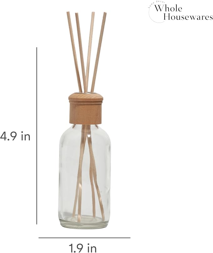 Reed Diffusers for Home - Transparent Glass with Wooden Top - Elegant Empty Design - Ideal Bathroom Diffuser, alternate