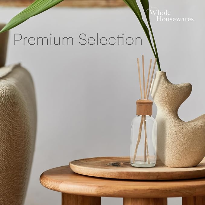 Reed Diffusers for Home - Transparent Glass with Wooden Top - Elegant Empty Design - Ideal Bathroom Diffuser, alternate