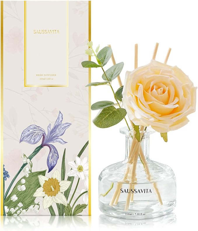 Reed Diffusers Set, 7.10 oz Vanilla Scented Diffuser with 7 Sticks, Long Lasting Home Fragrance for 120 Days, Perfect for