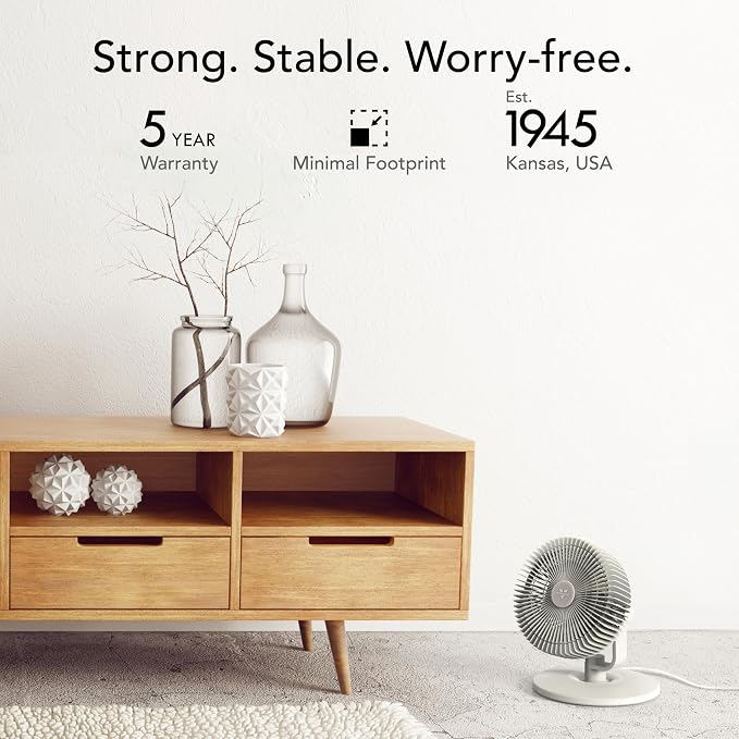 REFRESH 8 Table Fan with Aromatherapy Scent Pads, Swiveling Base, Easy to Clean, 3 Speed Settings, 45-Degree Tilt, Optimized