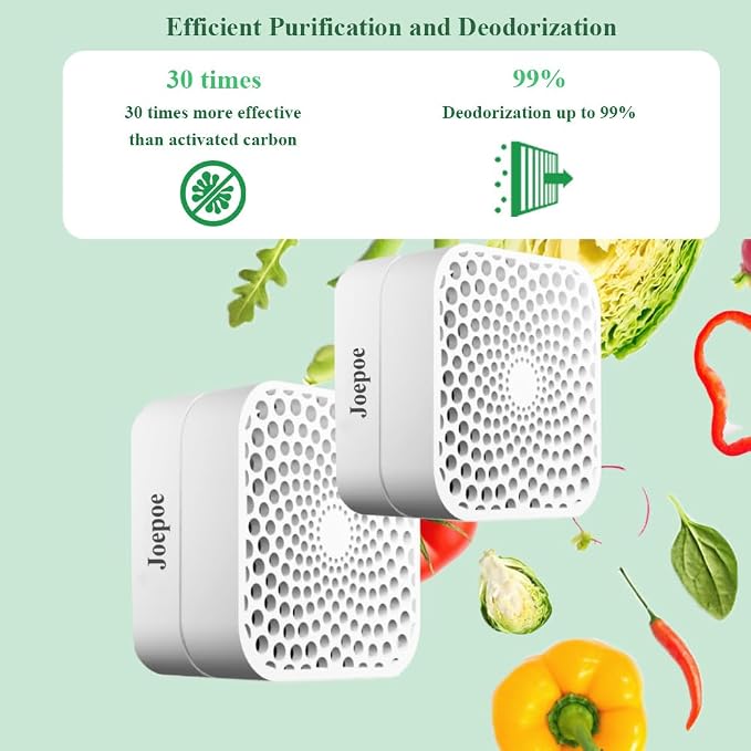 Refrigerator Deodorizer Lasts for 10 Years, Fridge Deodorizer Odor Eliminator 99%, Catalyst Air Purifier for Fridge &