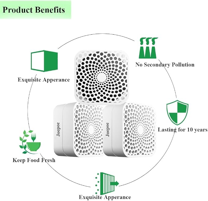 Refrigerator Deodorizer Lasts for 10 Years, Fridge Deodorizer Odor Eliminator 99%, Catalyst Air Purifier for Fridge &
