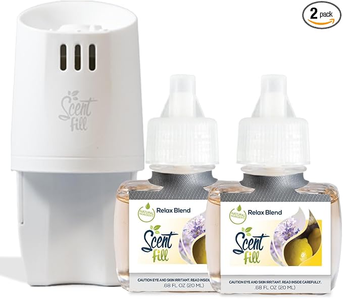Relax Blend Plug in Air Freshener, Scented Oil Refills, 2 Refills + Diffuser, product image
