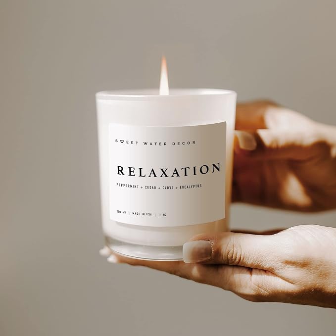 Relaxation Candle - Peppermint, Clove, Cedar, Eucalyptus Scented Aromatherapy Candle, alternate product view 5