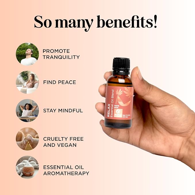 Relaxing Essential Oil Blend for Diffuser - Aromatherapy Blend of Essential Oils for Diffusers for Home and Travel Stress
