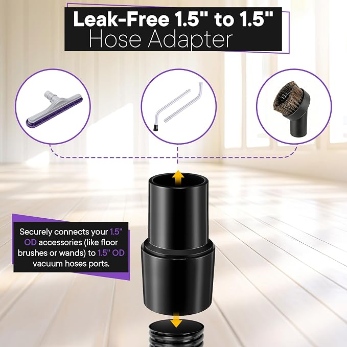 Replacement 14" Floor Brush & 1.5"(38mm) to 1.5" (38mm) Hose Adapter Kit, Compatible with 101446 E-Z, alternate view