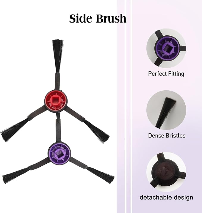 Replacement Accessories for Eureka E20 Plus Robot Vacuum,1Rubber Main Brush,4Mop Pads,2Filters,4Side Brush;2Rubber Main
