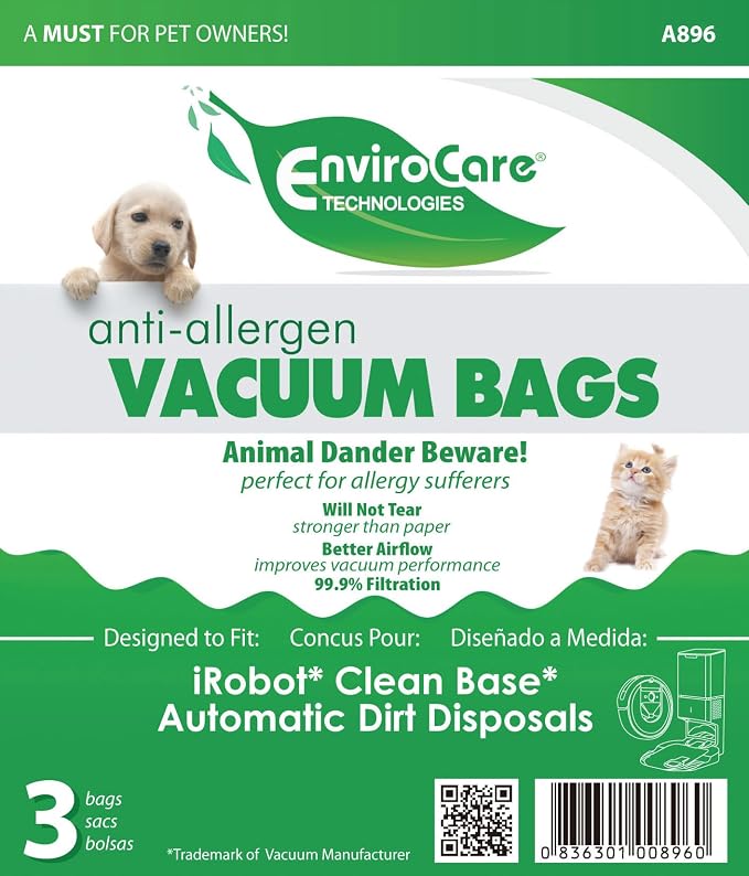 Replacement Allergen Vacuum Cleaner Bags Designed to fit Roombai7, i7+, i7Plus, i8, i8+, i3, i3+, i4, i4+, i6, i6+