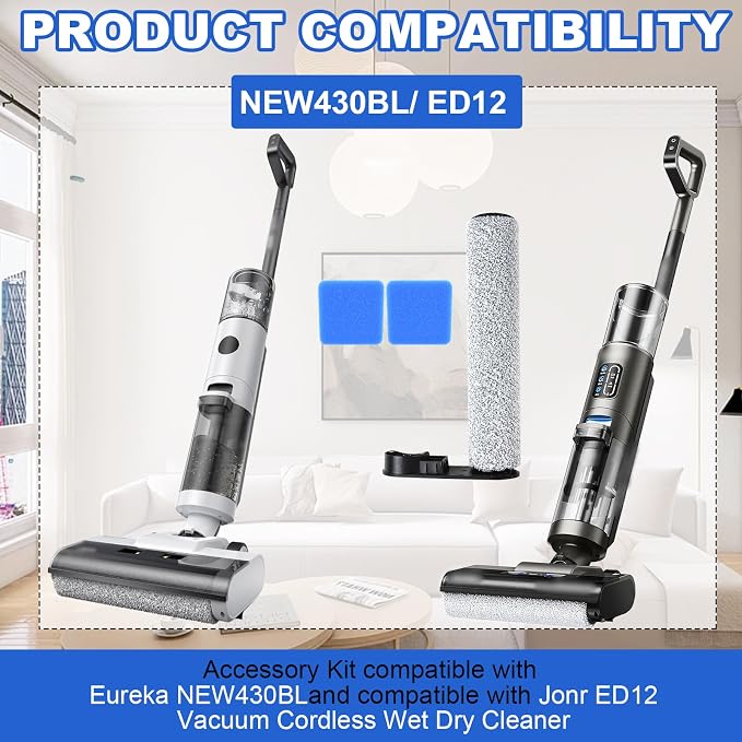 Replacement Brush Roller Accessories Kit Compatible with Eureka NEW430BL and Compatible with Jonr ED12/ ED12 Lite Cordless