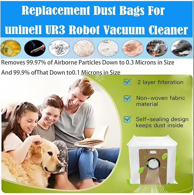 Replacement Dust Bags Compatible With uninell UR3 Robot Vacuum Cleaner, 10 Pack Spare Parts Accessories, alternate product