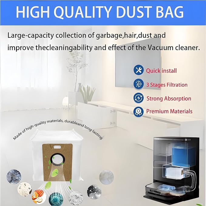 Replacement Dust Bags Compatible With uninell UR3 Robot Vacuum Cleaner, 10 Pack Spare Parts Accessories, alternate product
