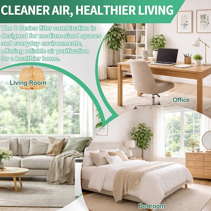 Replacement Filters C Compatible with Idylis IAF-H-100C, IAP-10-200, IAP-10-280 Air Purifiers Include 2 Filters & 2 Carbon