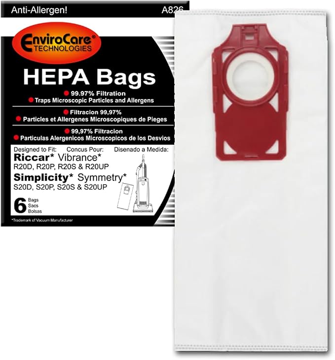 Replacement HEPA Vacuum Cleaner Bag Designed to Fit Vibrance and Simplicity Symmetry Uprights 6 Bags, product image