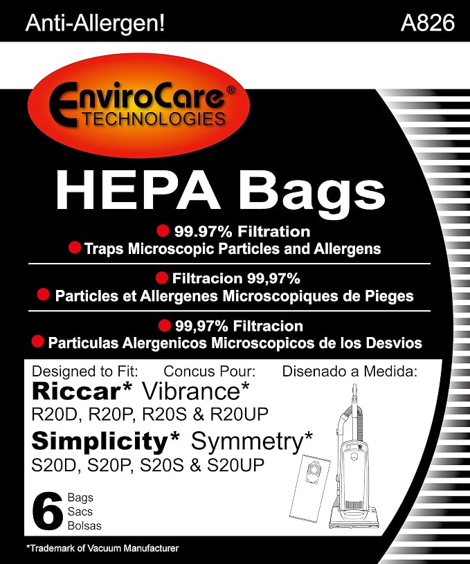 Replacement HEPA Vacuum Cleaner Bag Designed to Fit Vibrance and Simplicity Symmetry Uprights 6 Bags, alternate