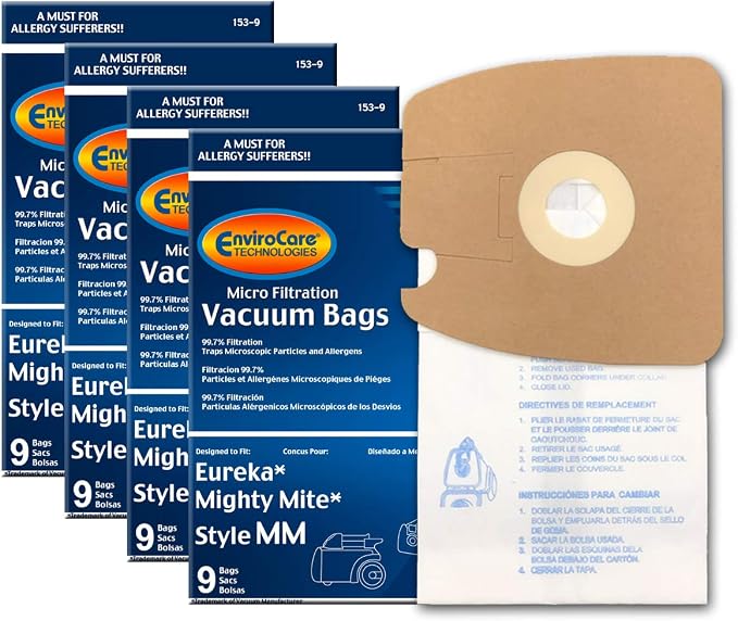Replacement Micro Filtration Vacuum Cleaner Bags made to fit Eureka Style MM 60297A Style-10. Replaces Part# 60295C Mighty