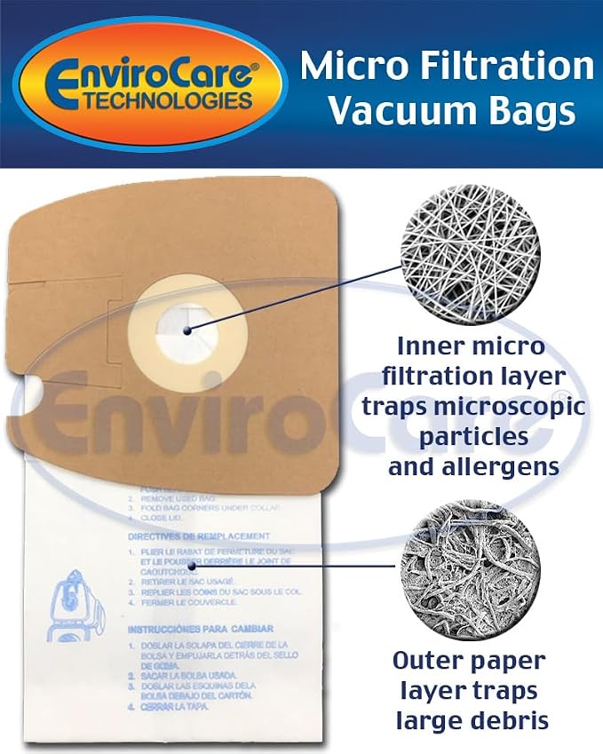 Replacement Micro Filtration Vacuum Cleaner Bags made to fit Eureka Style MM 60297A Style-10. Replaces Part# 60295C Mighty