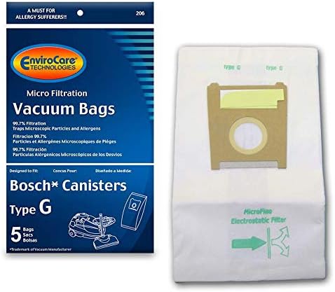 Replacement Micro Filtration Vacuum Cleaner Dust Bags Designed to Fit Bosch Type G Compact Series and Formula Series