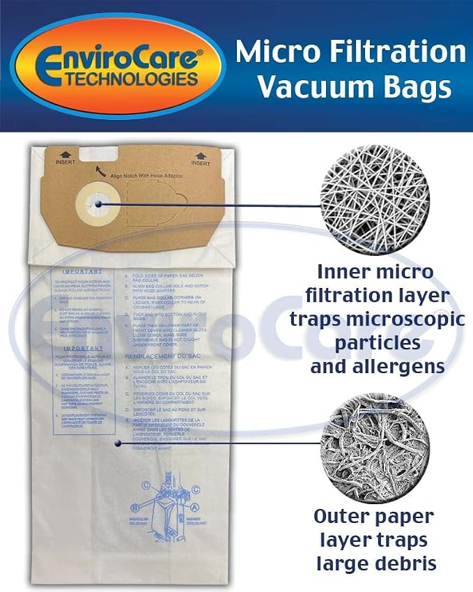 Replacement Micro Filtration Vacuum Cleaner Dust Bags Designed to Fit Eureka Style AA Victory and True HEPA Uprights. 3 pack