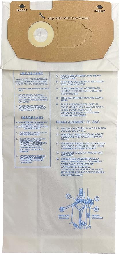 Replacement Micro Filtration Vacuum Cleaner Dust Bags Designed to Fit Eureka Style AA Victory and True HEPA Uprights. 3 pack