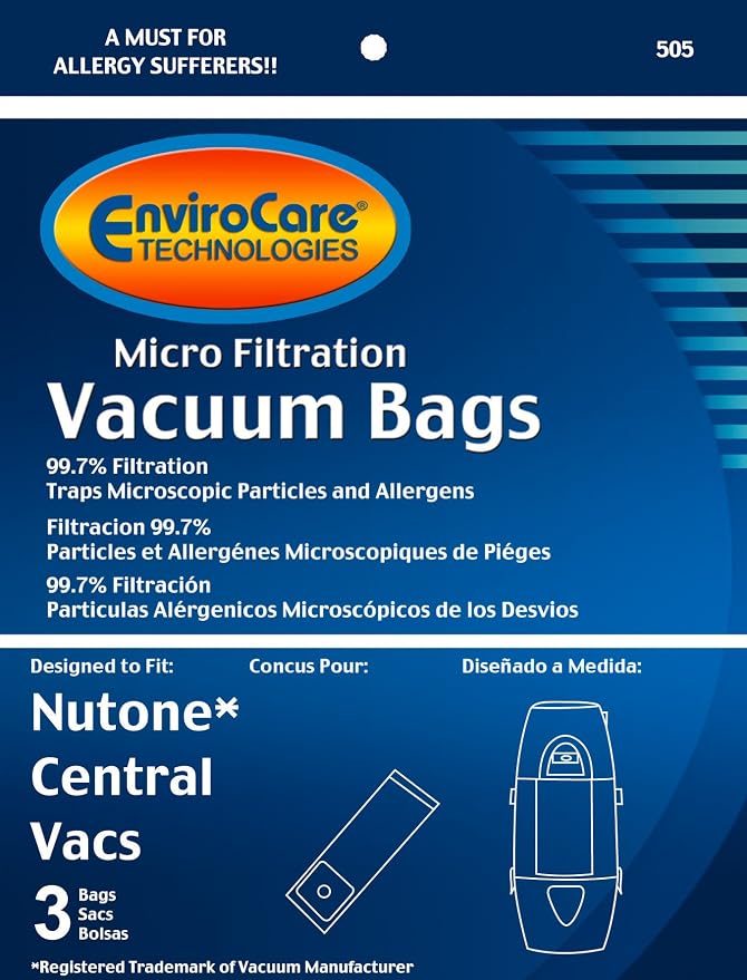 Replacement Micro Filtration Vacuum Cleaner Dust Bags for Nutone Central Vacuums 3 Pack, alternate product view 2
