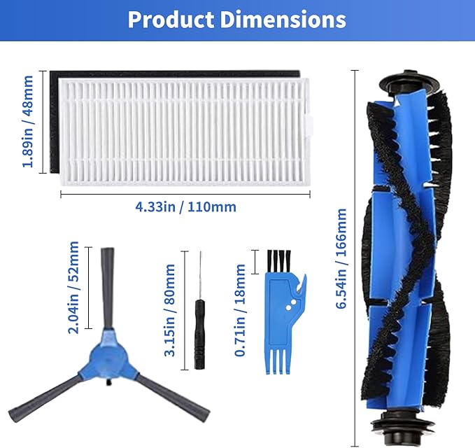 Replacement Parts Compatible with RoboVac 11S, RoboVac 30, RoboVac 30C, RoboVac 15C, RoboVac 15T, RoboVac 12, RoboVac