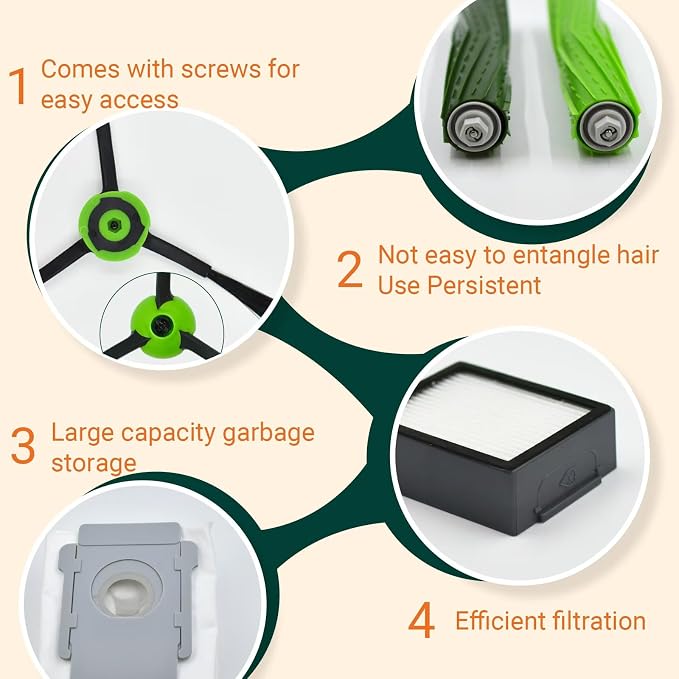 Replacement Parts Compatible with Roomba J7 J7+ J5 J5+ J6 J6+ J8 J8+ J9 J9+ Vacuum Cleaner Accessories Kit,Front
