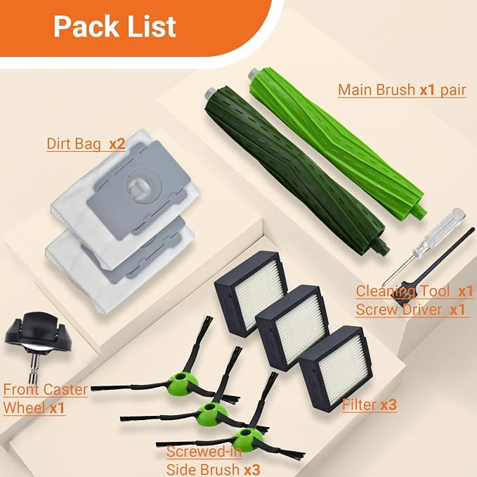 Replacement Parts Compatible with Roomba J7 J7+ J5 J5+ J6 J6+ J8 J8+ J9 J9+ Vacuum Cleaner Accessories Kit,Front