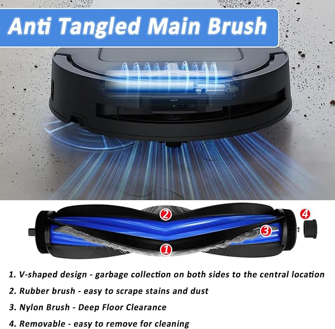 Replacement Parts for DEEBOT T80 Omni Robot Vacuum, Accessories Kit 1 Zero Tangle Main Brush, 2 Roller Mop, alternate