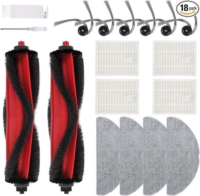 Replacement Parts for Q7 M5/M5+, Q7 L5/L5+ Plus Robot Vacuum Accessories Kit, 2 Main Brush, 4 Mop Clothes, 4
