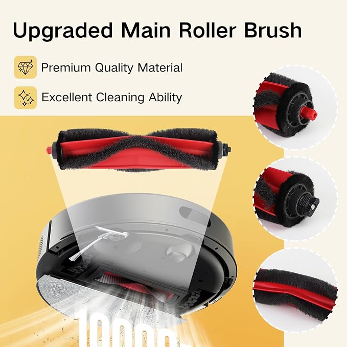 Replacement Parts for Q7 M5/M5+, Q7 L5/L5+ Plus Robot Vacuum Accessories Kit, 2 Main Brush, 4 Mop Clothes, 4