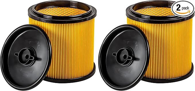 Replacement Standard Dry Cartidge Filter & Retainer Fits 5 to 20 Gallon Wet and Dry Vacuum (Pack of 2)