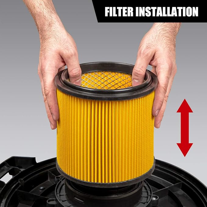 Replacement Standard Dry Cartidge Filter & Retainer Fits 5 to 20 Gallon Wet and Dry Vacuum (Pack of 2), alternate view 5