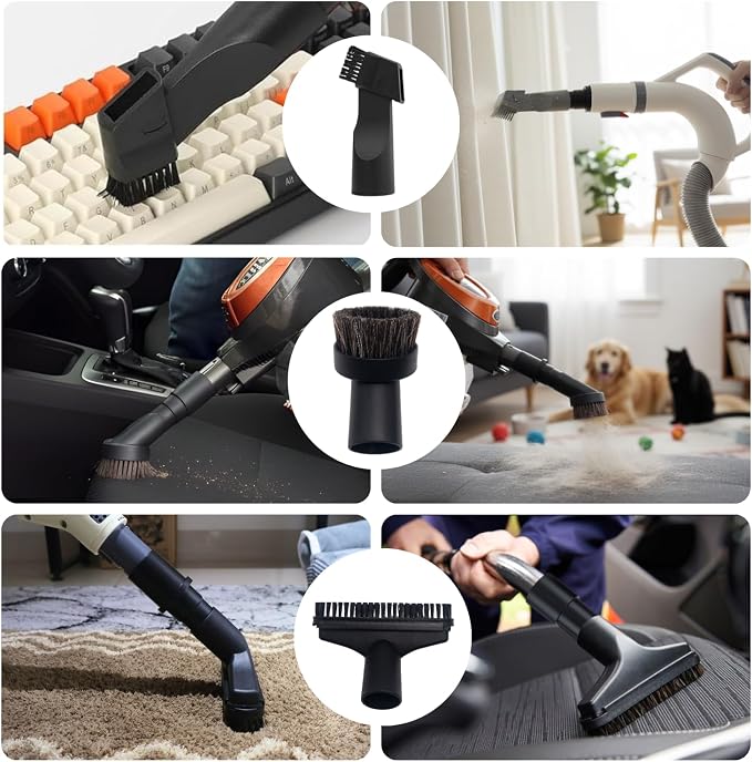 Replacement Vacuum Attachments & Brushes Plus Universal Adapter Kit Compatible with Shop Vacs Accessories 2-1/4" 1-7/8"