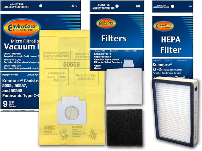 Replacement Vacuum Bags designed to fit Canister Type C or Q 50555, 50558, 50557 and Type C-5 9 Bags and 1
