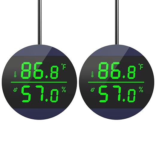 Reptile Thermometer and Humidity Gauge, LED Digital Thermometer Hydrometer, Reptile Tank Accessories for Bearded Dragon