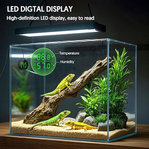 Reptile Thermometer and Humidity Gauge, LED Digital Thermometer Hydrometer, Reptile Tank Accessories for Bearded Dragon