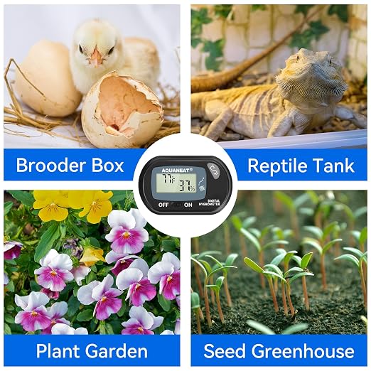 Reptile Thermometer Hygrometer Digital Display Temperature and Humidity Moniter for Reptiles Rearing Box with Suction Cup