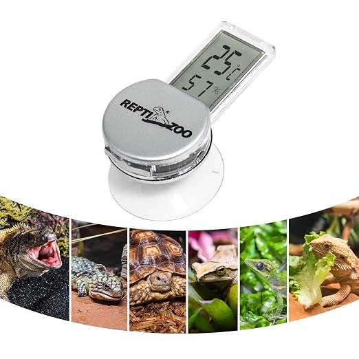 Reptile Thermometer Hygrometer with Suction Cup, Digital Thermometer Hygrometer for Reptile Rearing Box Terrarium Tank