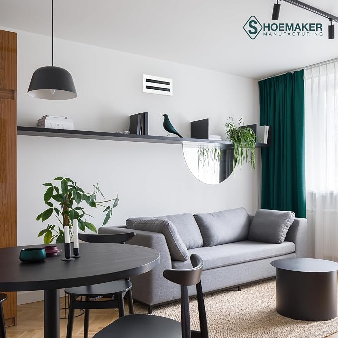 Residential Linear Slot Diffuser – 10x4 Decorative Soft White Wall & Ceiling Air Vent Cover, Adjustable Pattern Controller