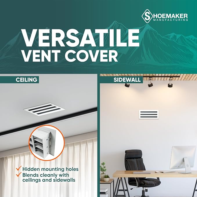 Residential Linear Slot Diffuser – 14x6 Decorative Soft White Wall & Ceiling Air Vent Cover, Adjustable Pattern Controller