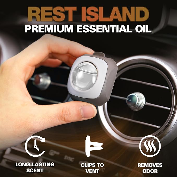 Rest Island Scent Car Air Freshener Clip, 6 Vent Clips, 4ml Each, Long Lasting Air Freshener, alternate product view 2