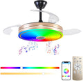 Retractable Ceiling Fan with Lights, 42 inch Ceiling Fan with Light and Remote, Low Profile Bladeless Fan for Bedroom Living